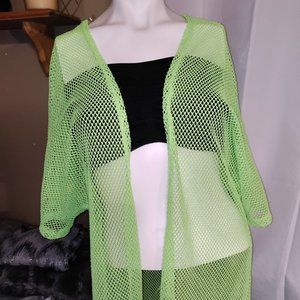 Smoke and Mirrors - Neon Green Mesh Swim Suit Cover-up